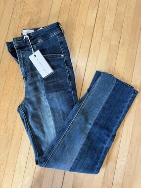 Striped Panel Dark Indigo Blue Jeans